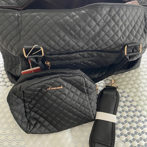 Lovevook Black Quilted Women's Bag Set - Picture 1 of 6